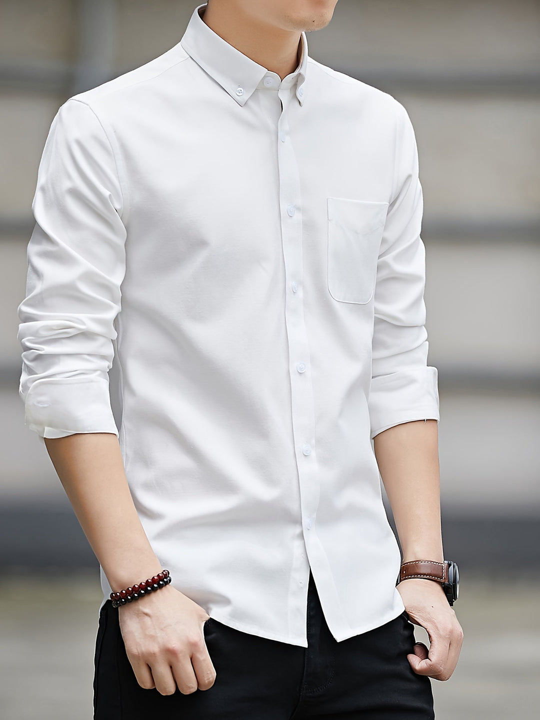 Levoire | Conception Classique Chemise Homme Avec Revers Blanc