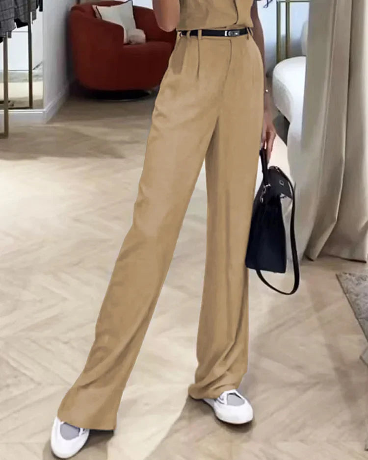 Levoire | Ensemble Élégant Avec Chemise Unie Et Pantalon