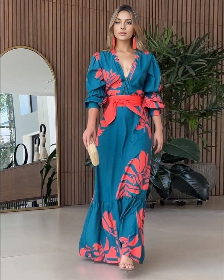 Levoire | Robe Imprimée Élégante Bleu
