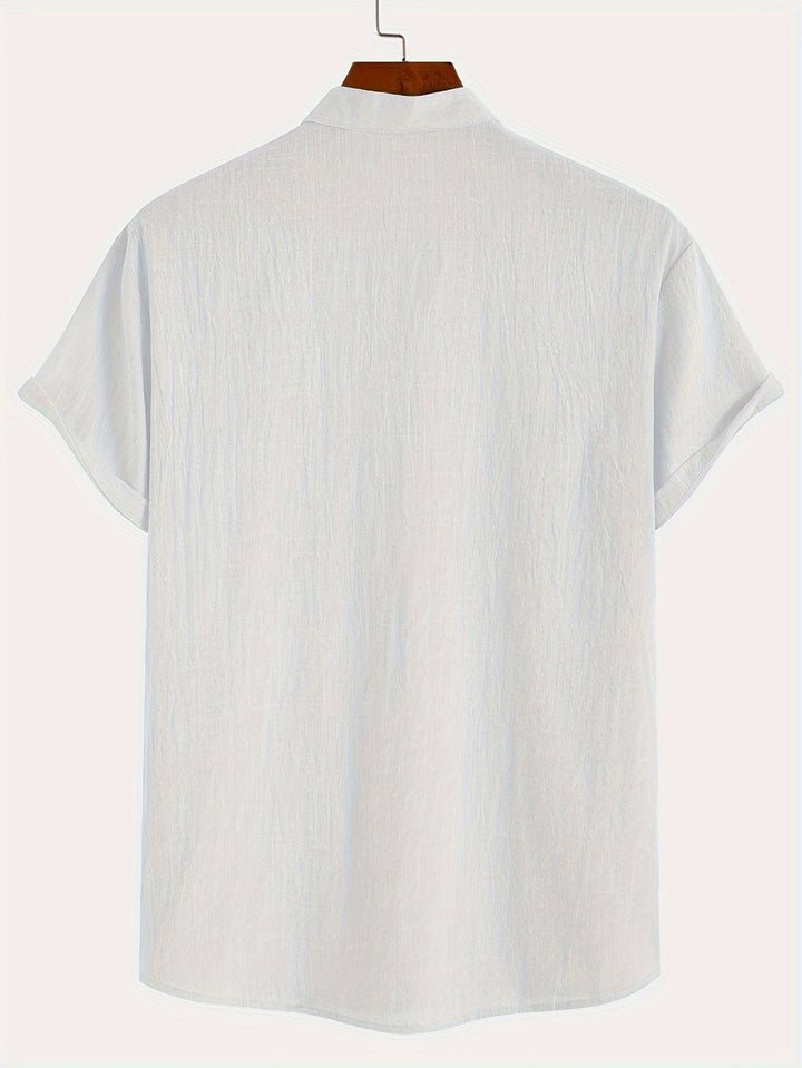Levoire | T-Shirt Henley À Manches Courtes Unies Avec Col En V Profond