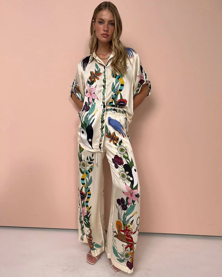 Levoire | Ensemble À Deux Pièces En Satin Avec Imprimé