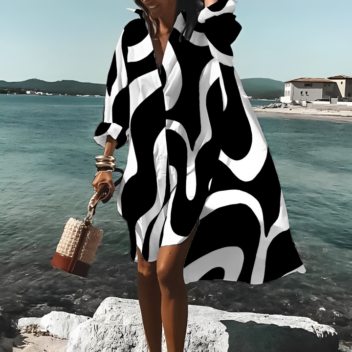 Levoire | Robe Mi-Longue À Imprimé Unique Noir