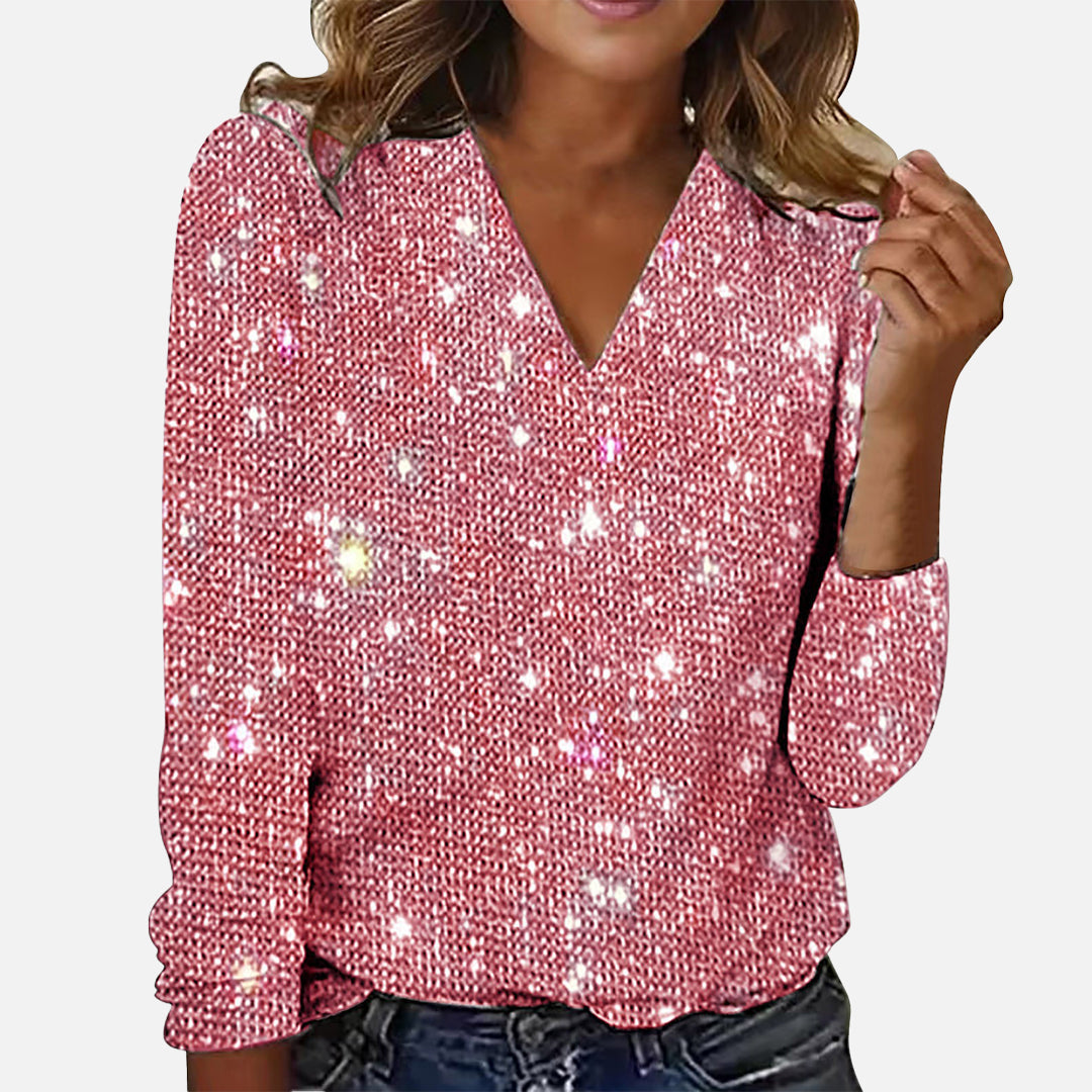 Levoire | Chemisier À Col V Et Diamants Rose