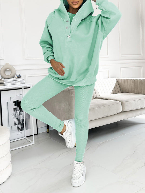 Levoire | Sweat-Shirt Confortable Avec Capuche Cyan Pull + Pantalon
