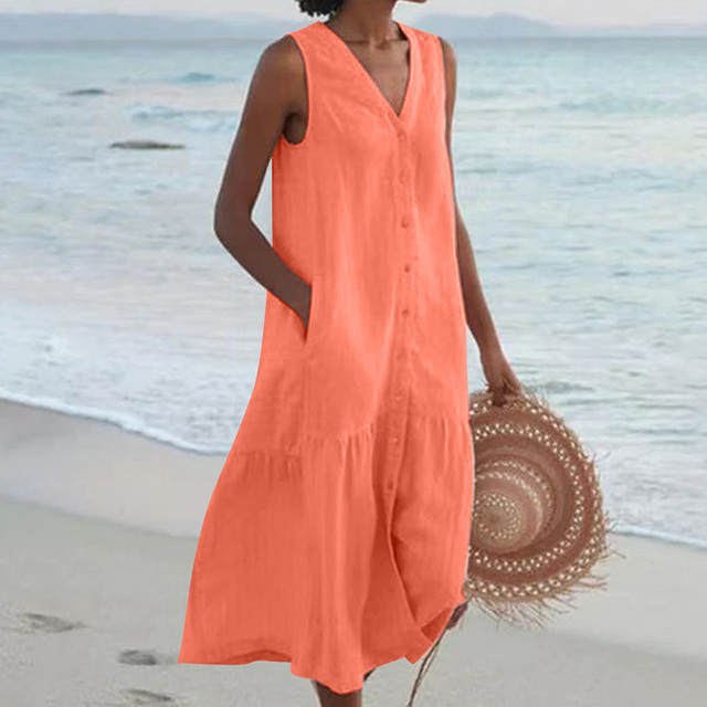 Levoire | Robe D'Été Élégante Pour Les Vacances Orange