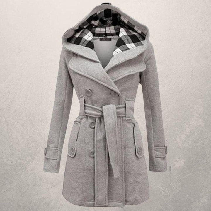 Levoire | Veste À Capuche Ceinturée À Manches Longues Avec Bouton Gris