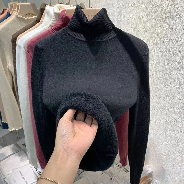 Levoire | Pull en laine polaire à manches longues et col roulé Noir