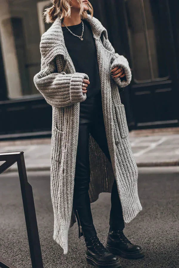 Levoire | Épaissse Gilet Tricoté Long Avec Fermeture À Boutons Et Poches Grande Taille Modèle