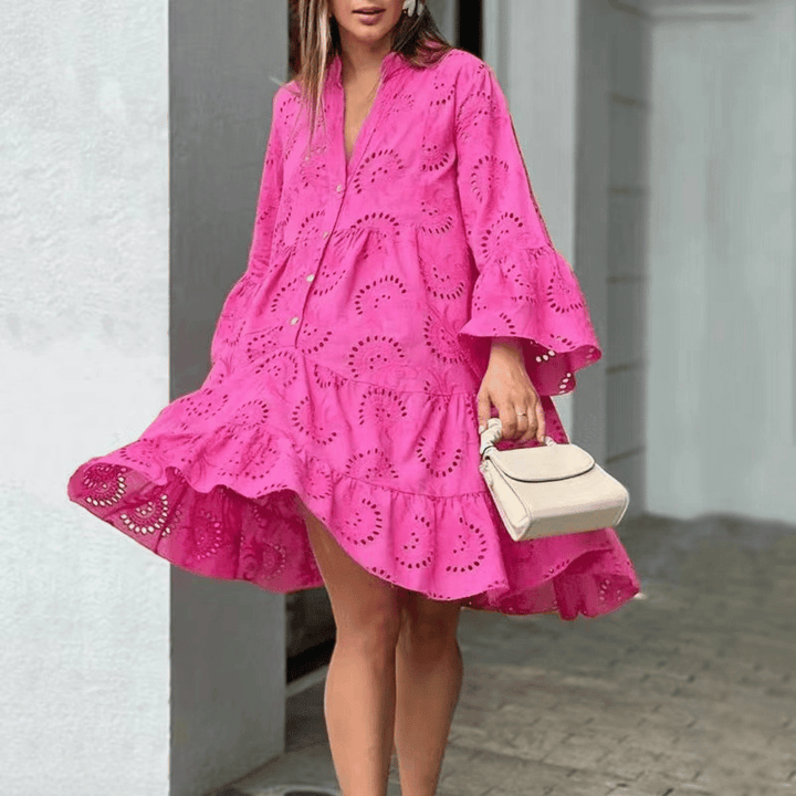 Levoire | Robe Élégante Brodée Fuchsia