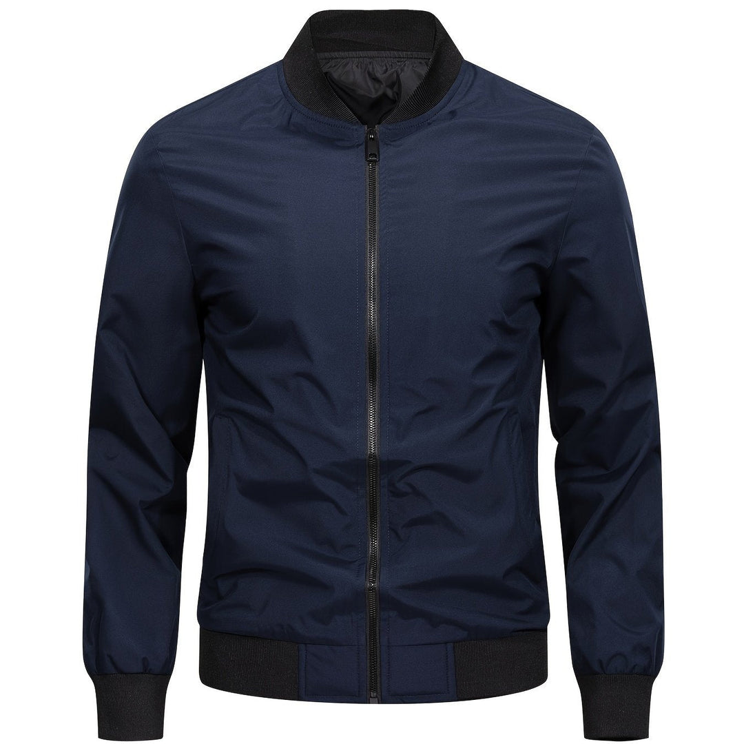 Levoire | Veste Bomber Unicolore Avec Col Baseball Bleu marine
