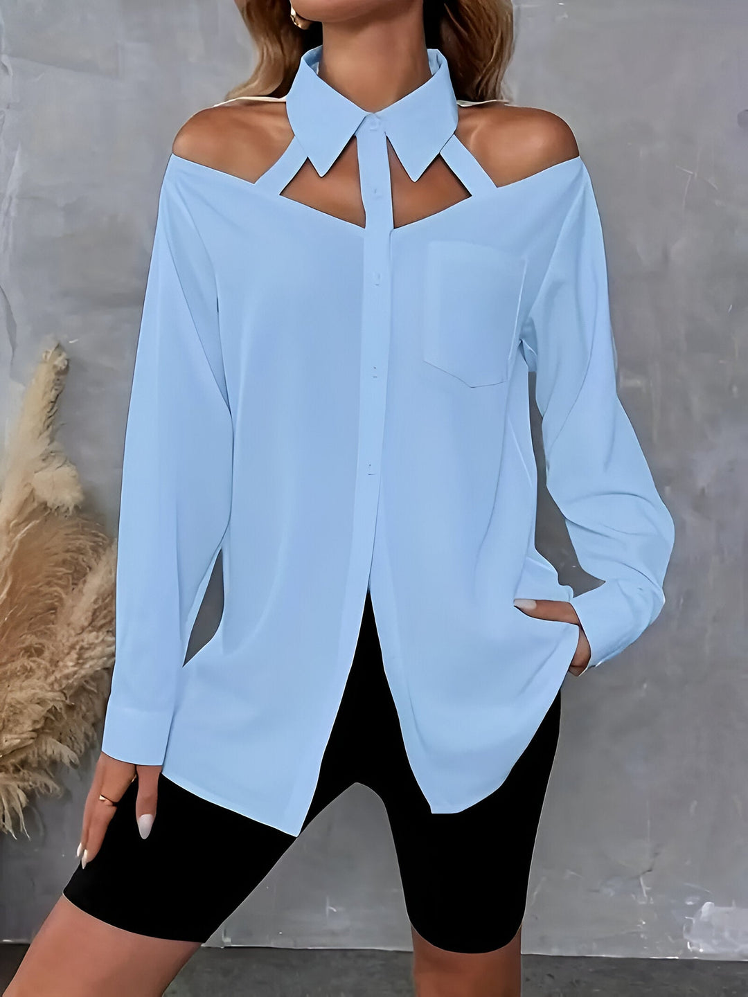 Levoire | Chemise Élégante Avec Patte De Boutonnage Helles acier bleu