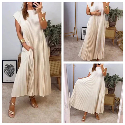 Levoire | Robe plissée pour femme, couleur unie