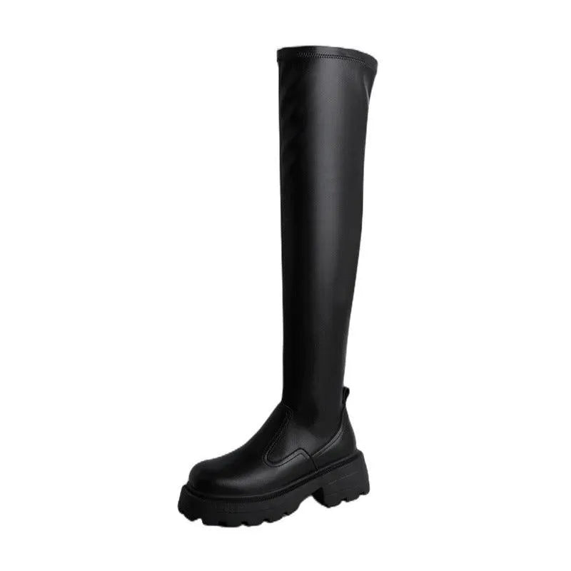Levoire | Bottes mi-longues en cuir élastique à semelle plate