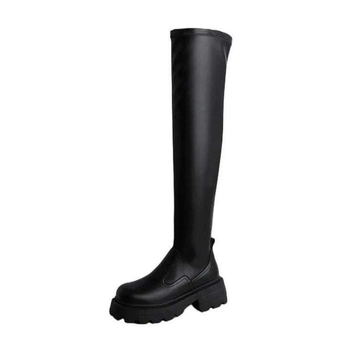 Levoire | Bottes mi-longues en cuir élastique à semelle plate