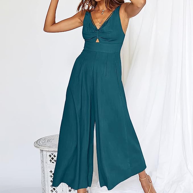 Levoire | Combinaison Élégante Avec Décolleté En V Turquoise
