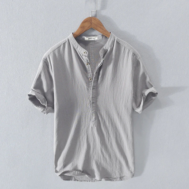 Levoire | Chemise D'Été Pour Hommes À Col Montant Gris