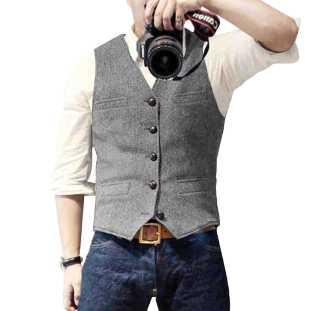 Levoire | Gilet élégant pour hommes en look denim Gris