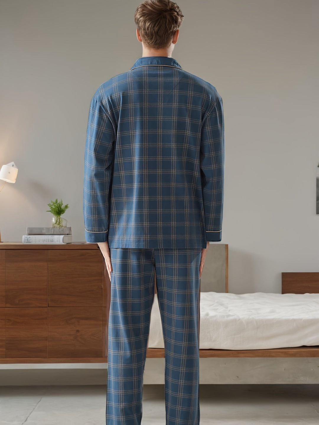 Levoire | Pyjama Set Pour Hommes À Motif Avec Revers Et Manches Longues