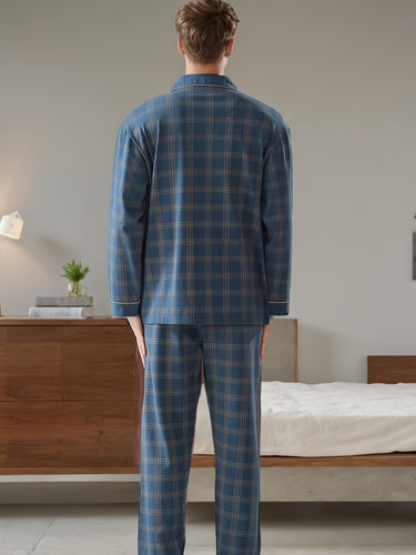 Levoire | Pyjama Set Pour Hommes À Motif Avec Revers Et Manches Longues