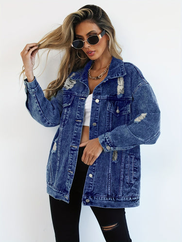Levoire | Veste En Jean Grise À Manches Longues Et À Coupe Ample