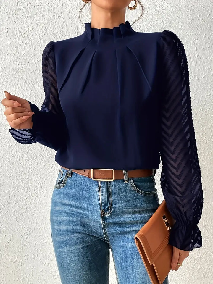 Levoire | Chemise Plissée Élégante Avec Bretelle En Filet Bleu foncé
