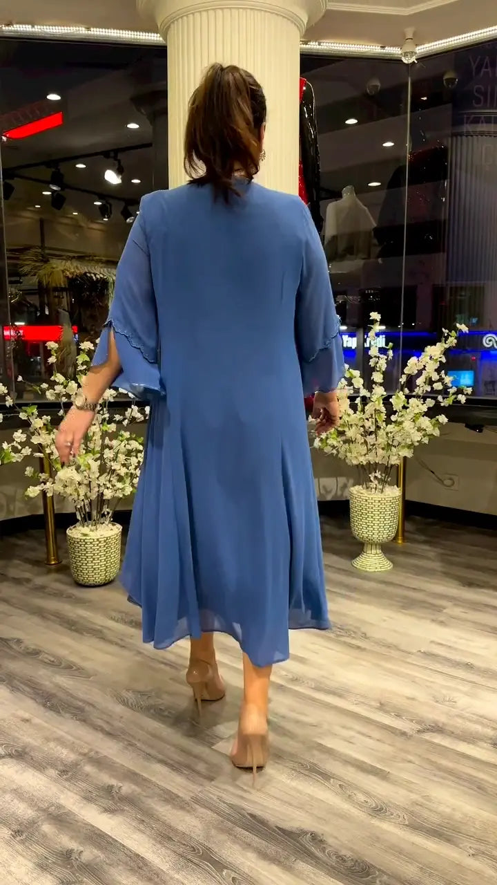 Levoire | Femmes Robe Chiffon Évasée Unie