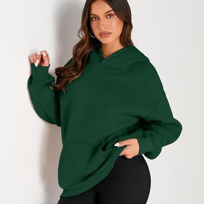 Levoire | Sweat à capuche long avec poches Vert foncé