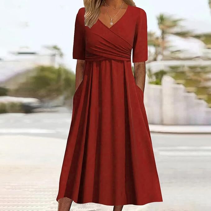 Levoire | Robe Femme À Col En V Et À Manches Courtes