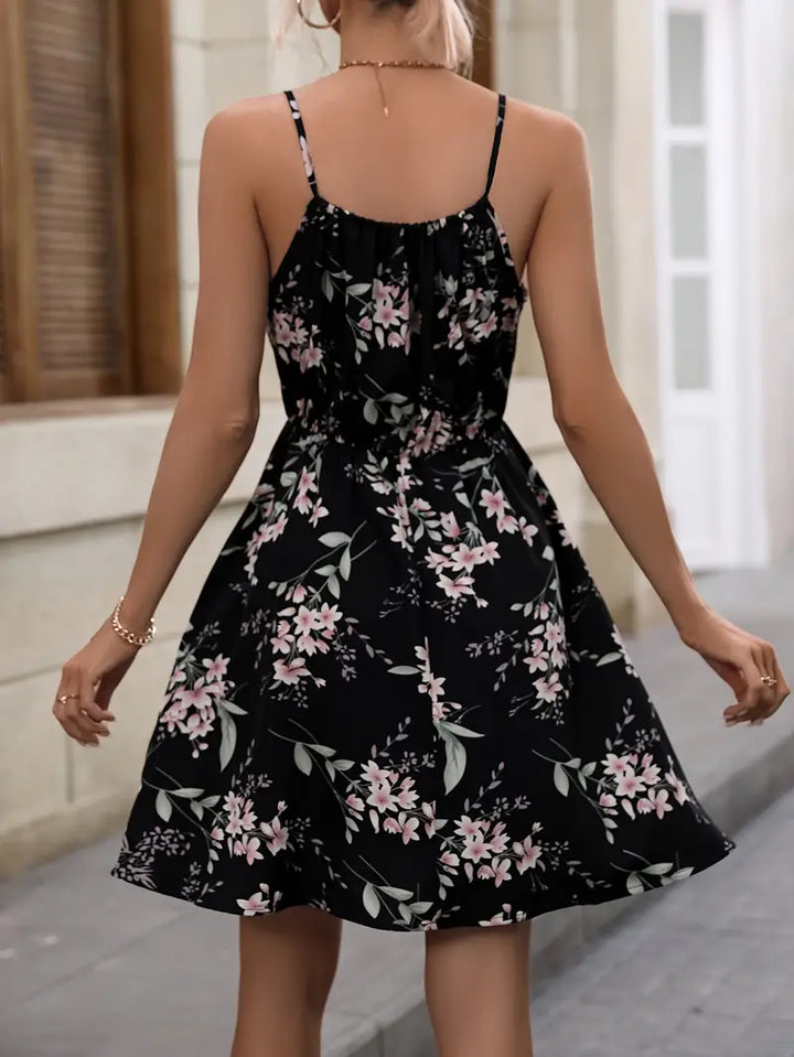 Levoire | Robe De Vacances Avec Imprimé Floral, Taille Étroite Et Bretelles Spaghetti