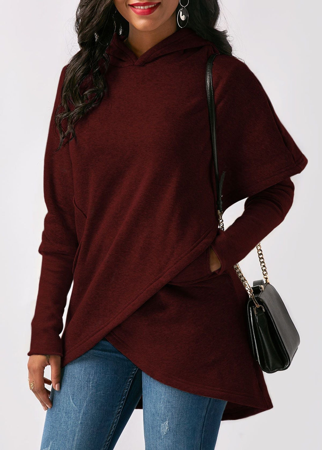 Levoire | Sweat À Capuche Asymétrique Tendance Rot