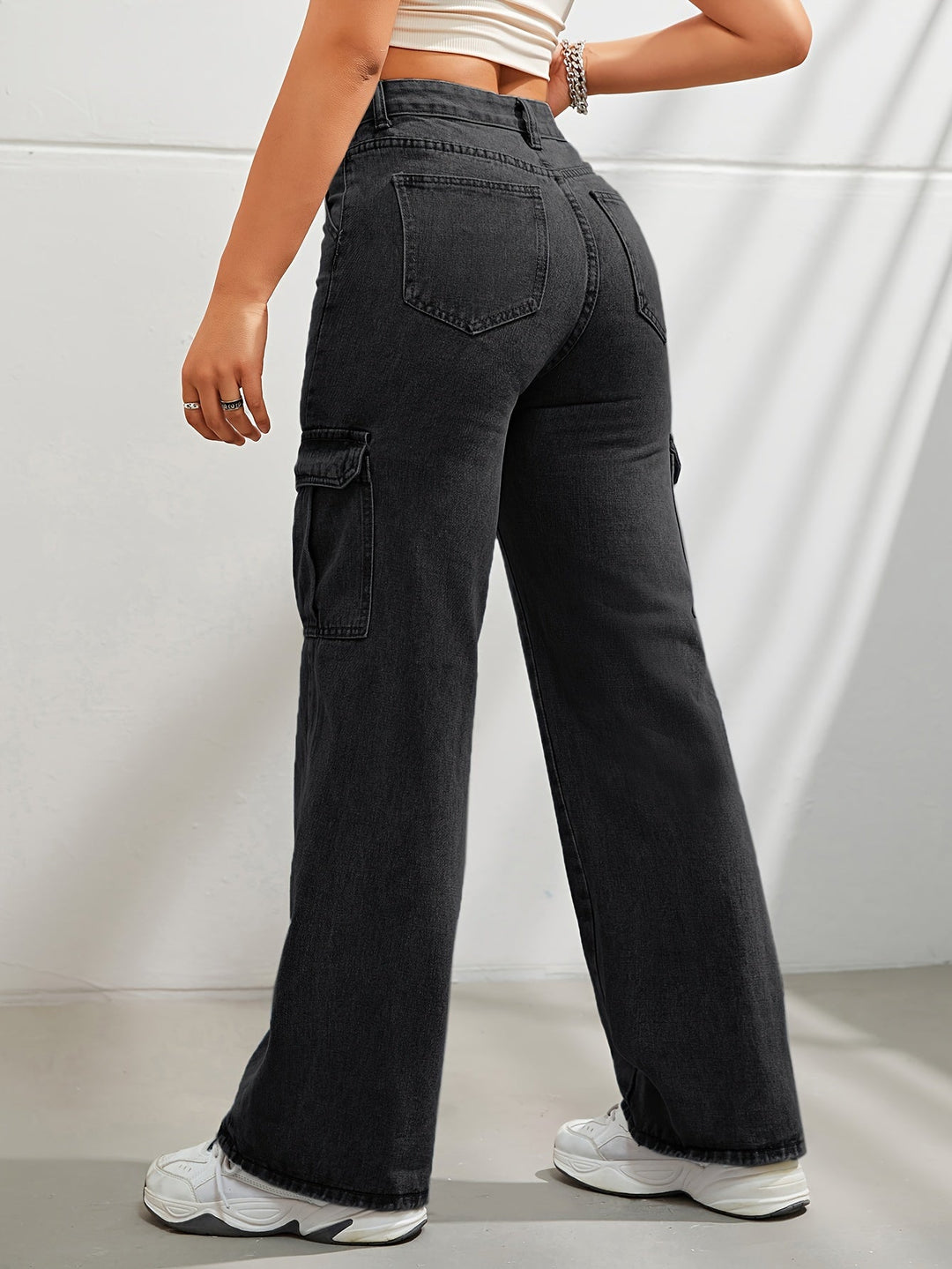 Levoire | Rennot Denim Cargo-Pantalons Avec Jambe Large Et Taille Haute