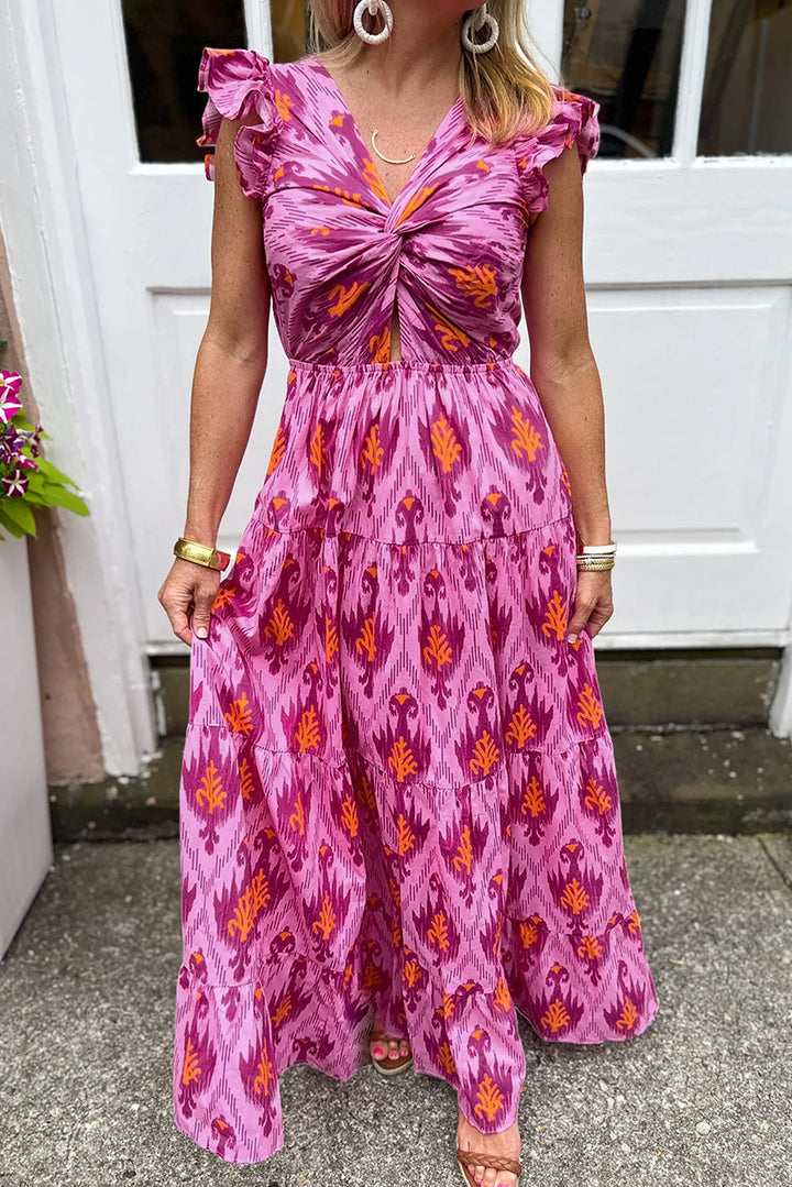 Levoire | Robe Maxi Avec Volants Rosa