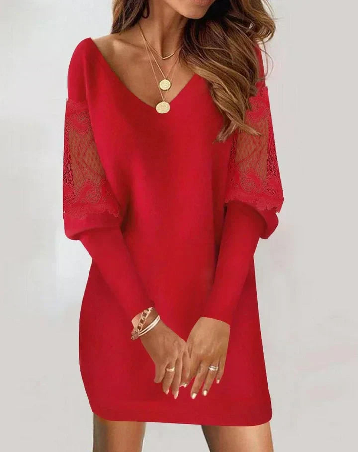Levoire | Robe Patchwork Élégante À Manches Longues Rot