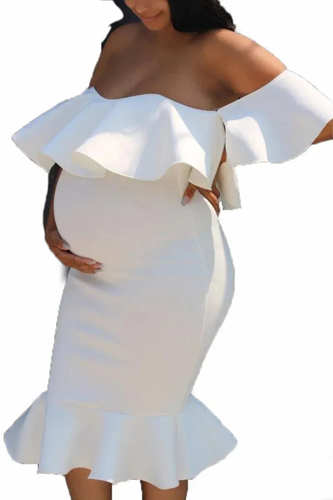Levoire | Robe de maternité avec des volants élastiques pour femmes enceintes