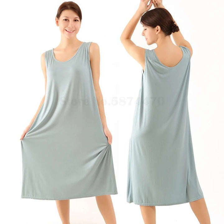 Levoire | Chemise De Nuit Sans Manches Matériau Doux Bleu