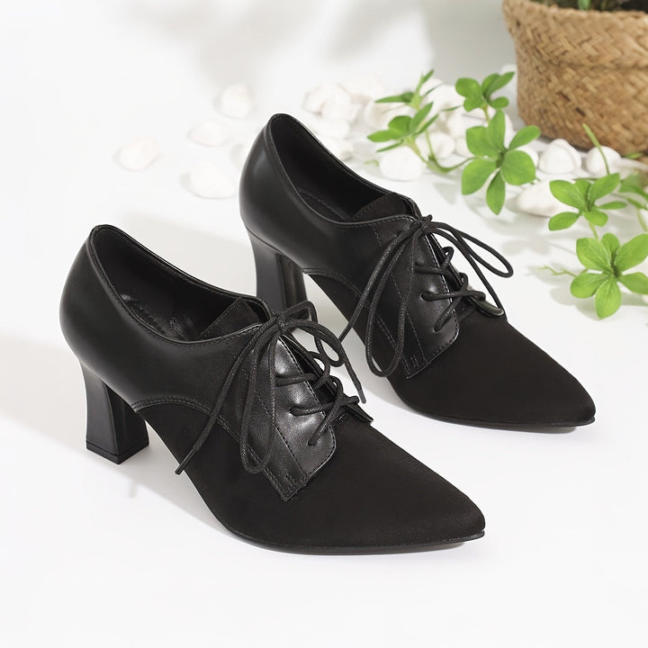 Levoire | Élégantes Chaussures À Talons Pour Femmes Avec Lacets Noir