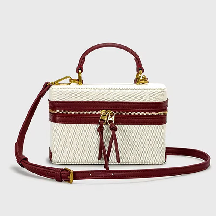 Levoire | Sac À Épaule Élégant En Toile Et Cuir Bordeaux rouge