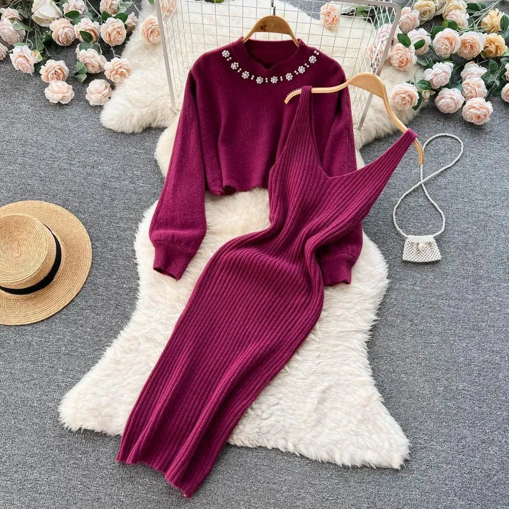 Levoire | Ensemble en tricot à deux pièces avec décolleté en V Lila Uniforme