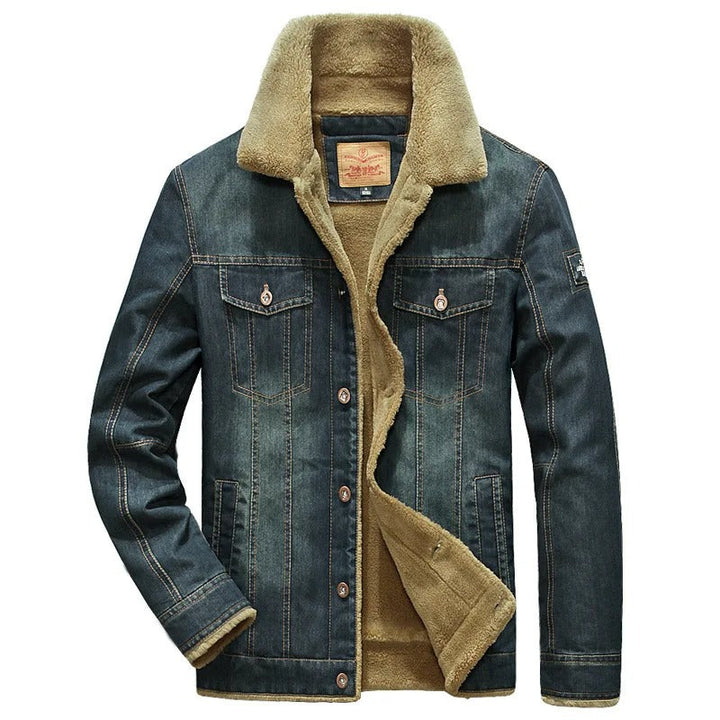Levoire | Veste en denim renforcée à manches longues avec boutons Bleu foncé