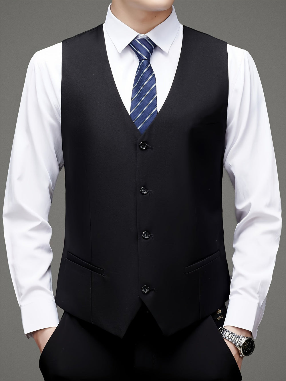 Levoire | Retro Homme Costume Avec Boutonnage Simple Et Col En V
