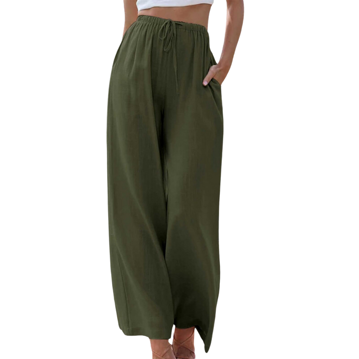 Levoire | Pantalon Légant En Coton Et Lin Vert