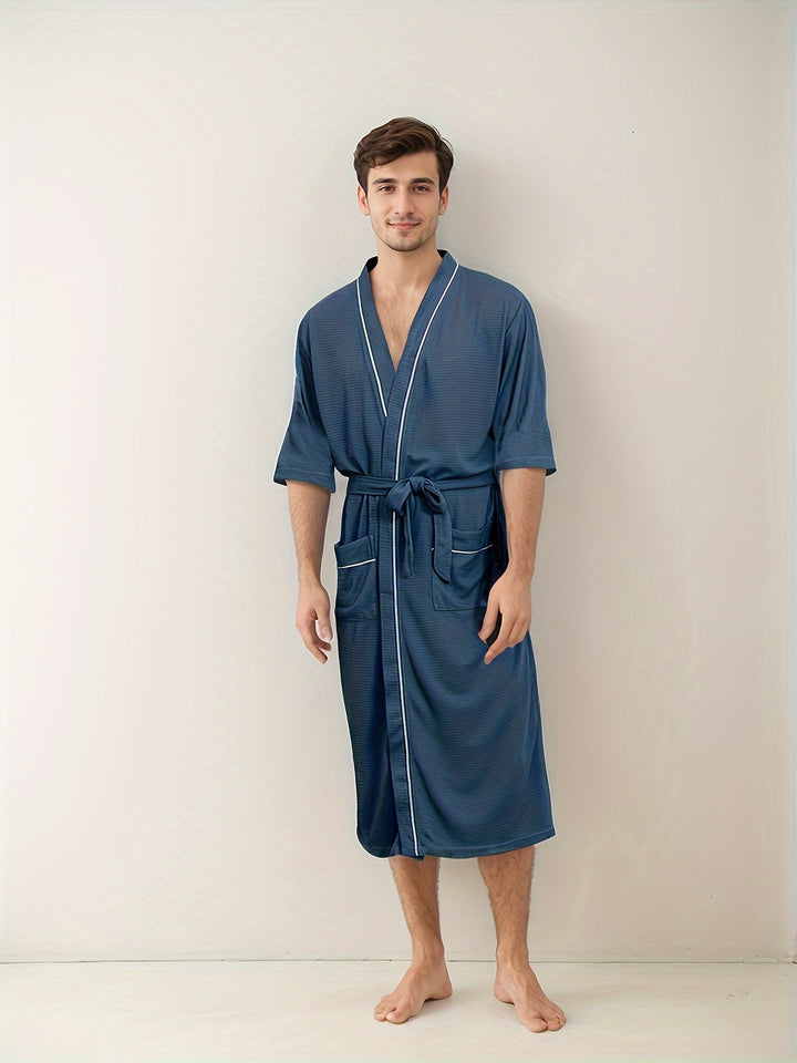 Levoire | Peignoir Pour Homme Élégant À Manches Courtes Et Poches Doubles