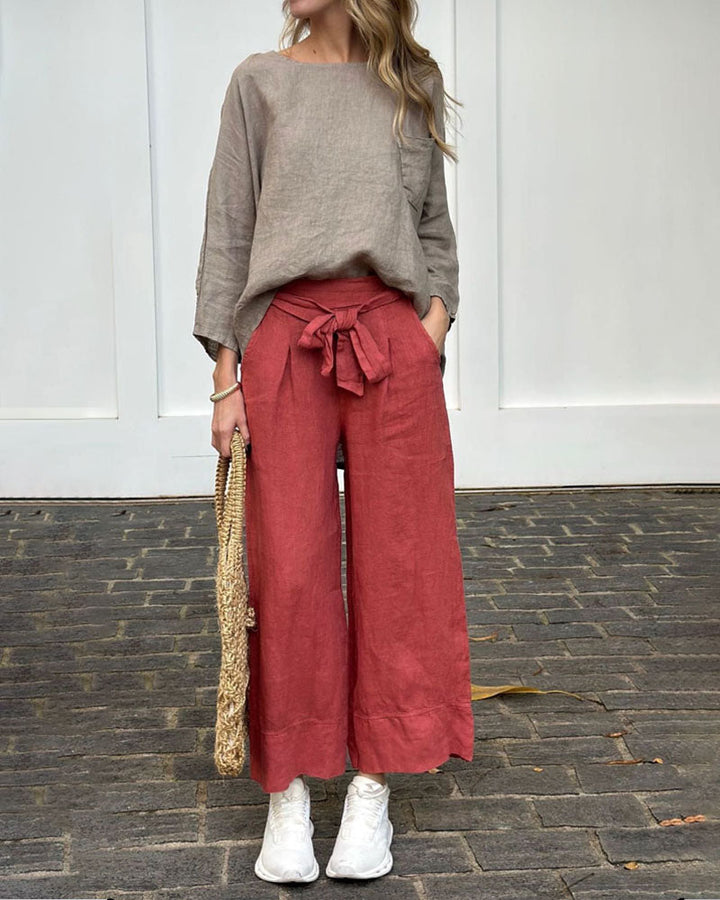 Levoire | Haut Élégant Et Pantalon Ample Rot