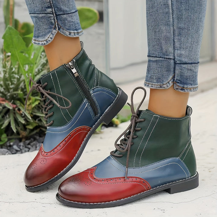 Levoire | Élégantes Bottes Colorblock Pour Femmes Avec Talon Et Fermeture Éclair Latérale Bunt