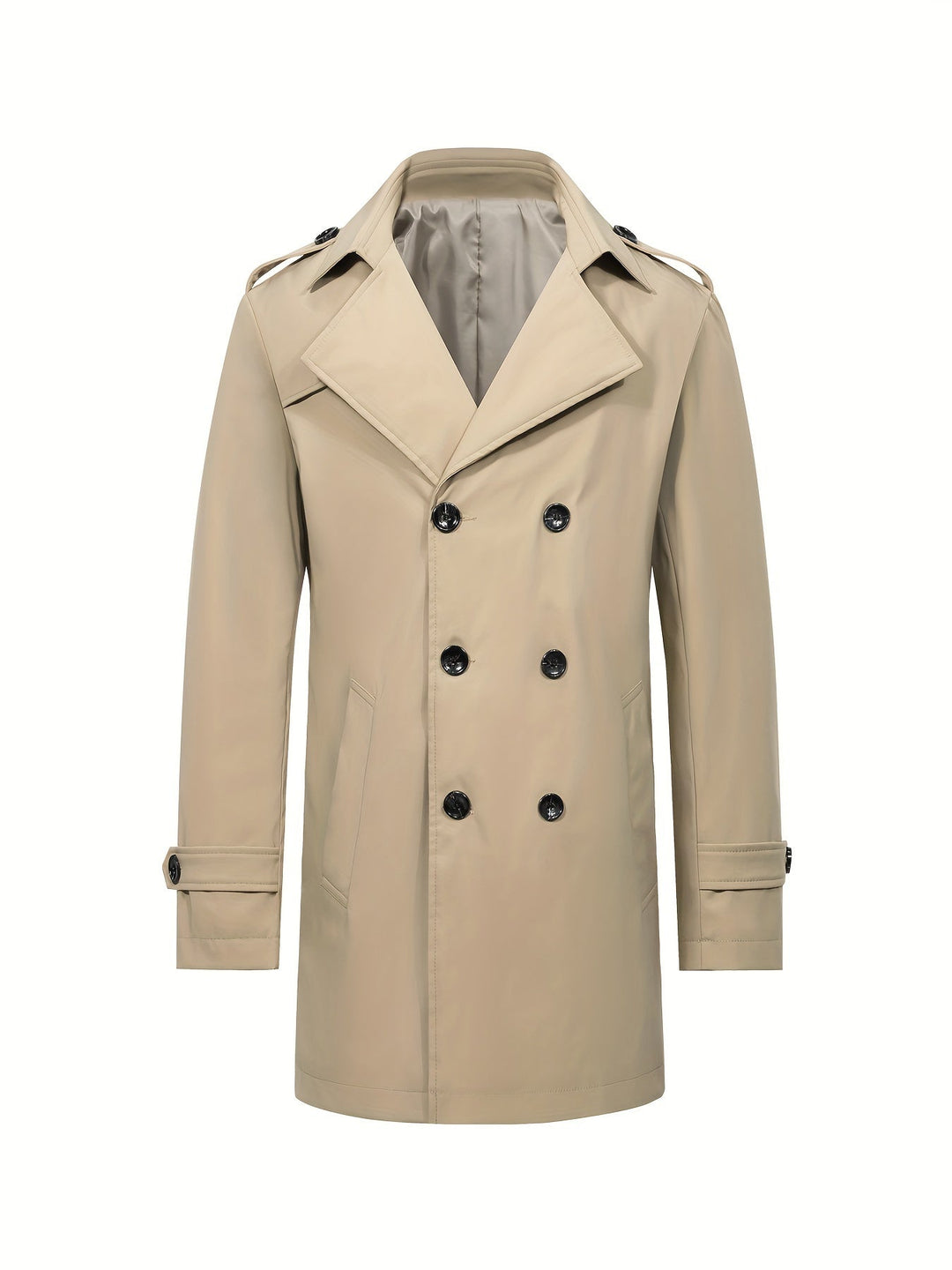 Levoire | Trench-Coat Pour Hommes À Double Rangée Dans Une Couleur Khaki foncé