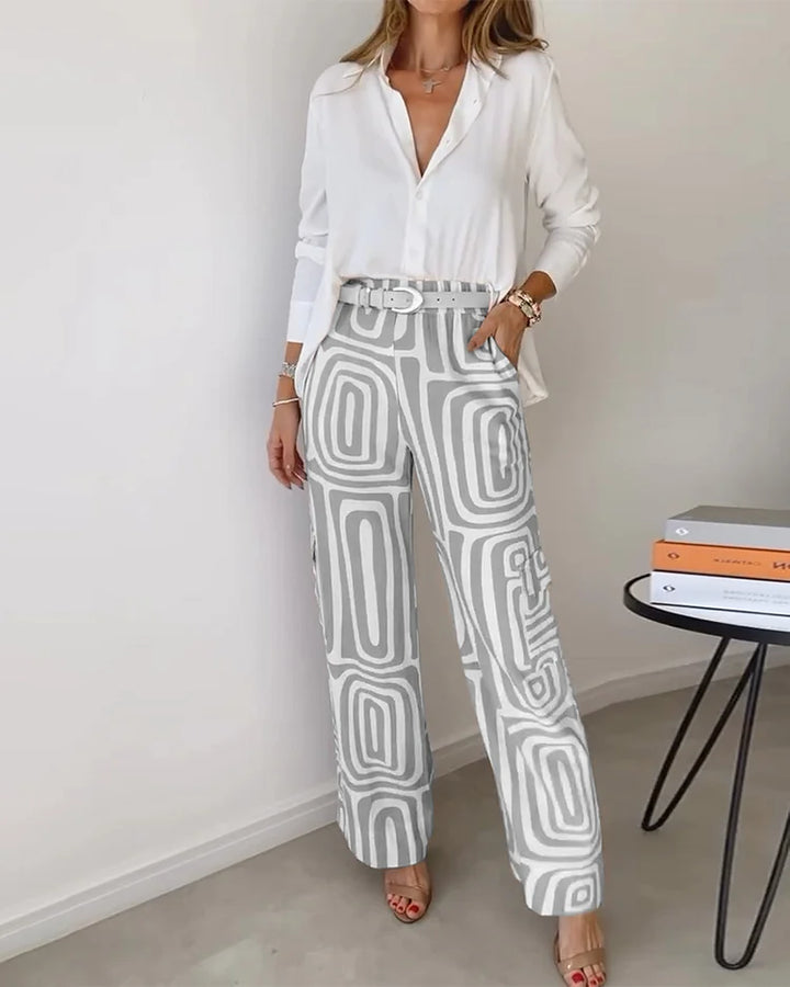 Levoire | Ensemble Élégant De Pantalons Et Chemises À Deux Pièces Pour Femmes Gris
