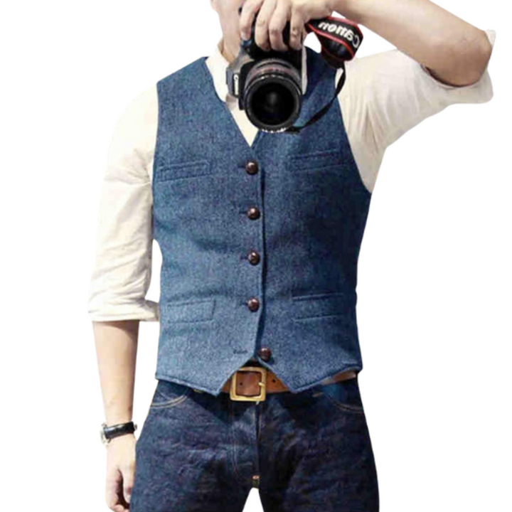 Levoire | Gilet élégant pour hommes en look denim Bleu clair