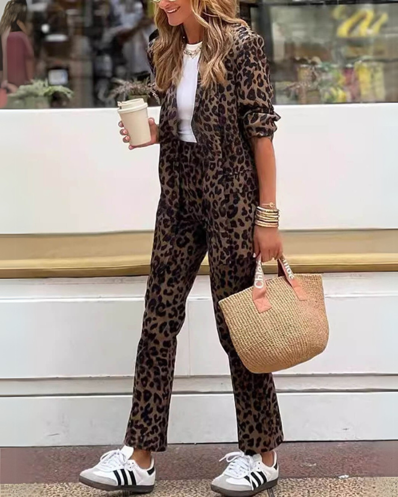 Levoire | Ensemble Robe Et Pantalon Avec Imprimé Léopard Marron foncé