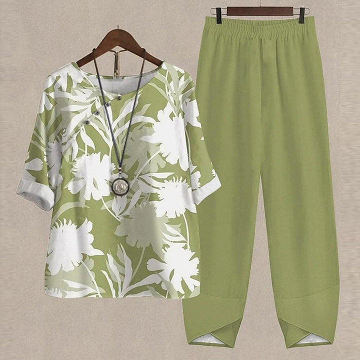 Levoire | Robe Imprimé Vert Manches 3 4