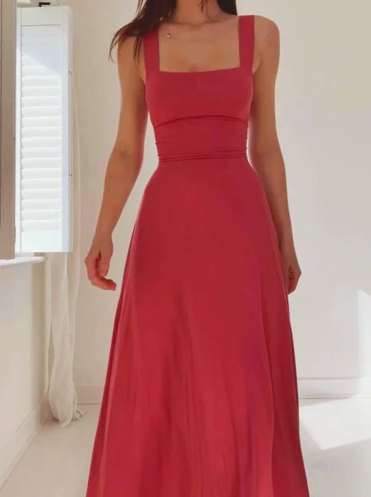 Levoire | Robe Midi Sans Bretelles Avec Bretelles Épaisses Rosa